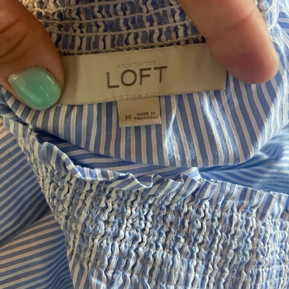 Loft striped off the shoulder blouse β’ Womens medium - Picture 7 of 8